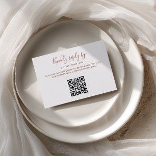 Minimalistische Retro-Terrakotta-Bogen-QR-Code-RSV RSVP Karte