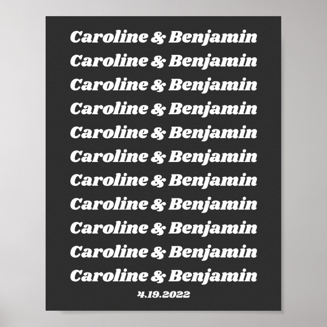 Minimalistische Retro-Text-Schwarz-weiße Doppelnam Poster (Vorne)