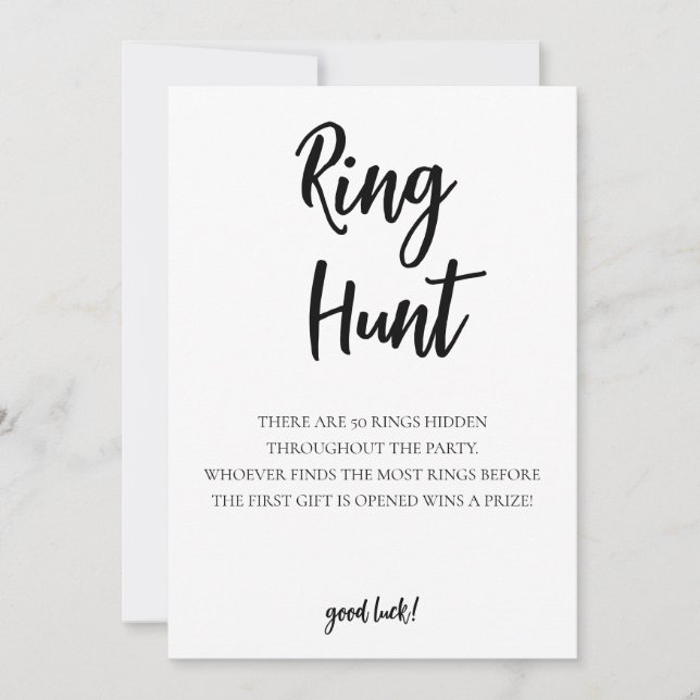 Minimalistische Ring Hunt Game Brautparty Card Einladung (Vorderseite)