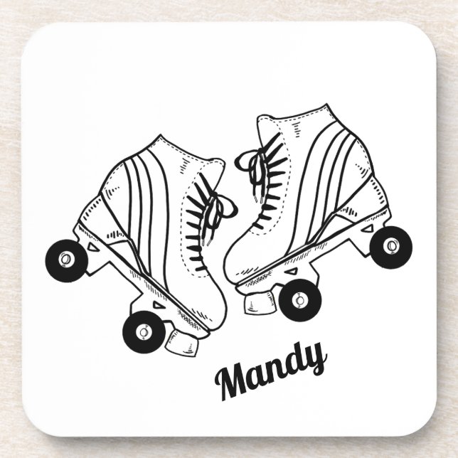 Minimalistische Roller-Skate Zeichnend Individuell Getränkeuntersetzer (Vorderseite)