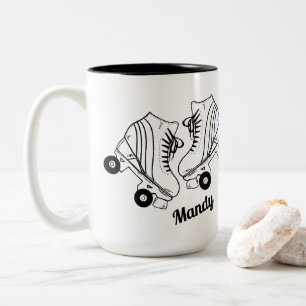 Minimalistische Rollerskating-Zeichnung mit indivi Zweifarbige Tasse