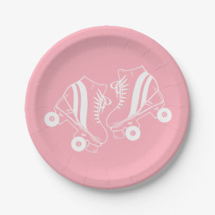 Minimalistische Rollschuhe Derby Skating Pink Pappteller
