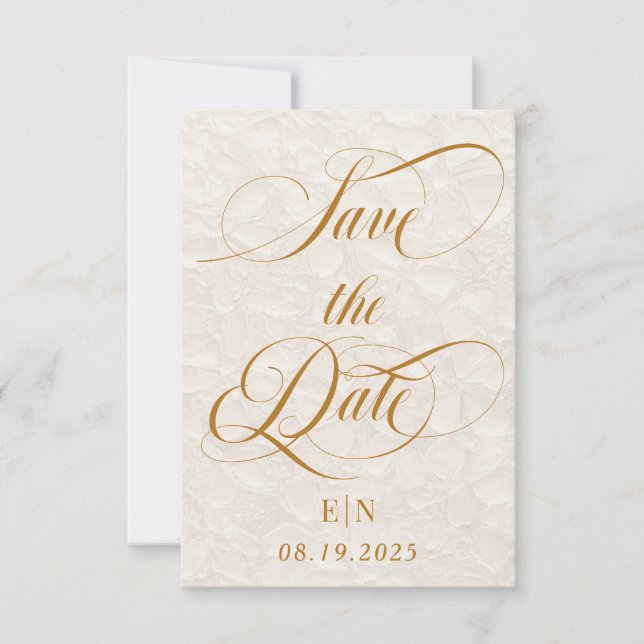 Minimalistische Romantik Beige Save The Date (Vorderseite)