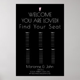 Minimalistische romantische Herz-Hochzeitstabelle Poster