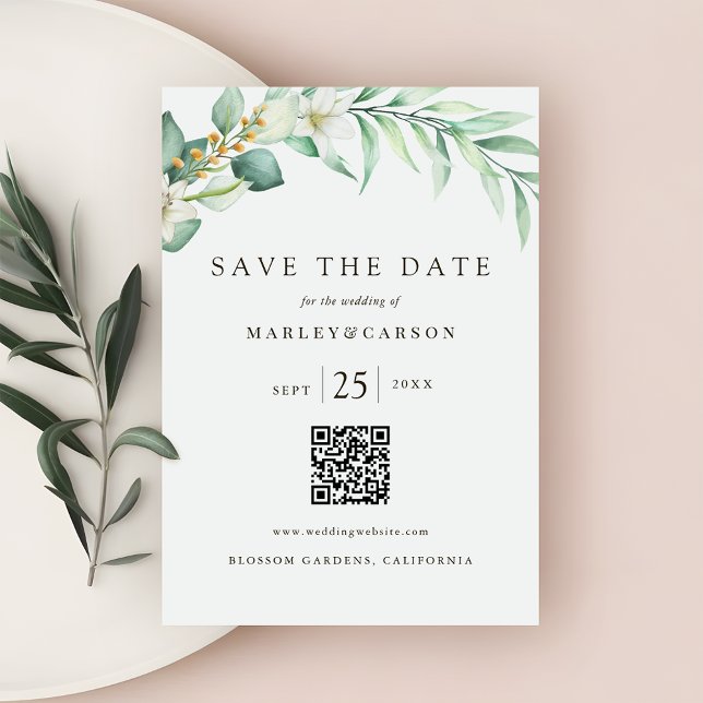 Minimalistische romantische Hochzeit von Greenery  Save The Date (Von Creator hochgeladen)