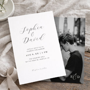 Minimalistische Romantische Schrift Chic Foto-Hoch Einladung