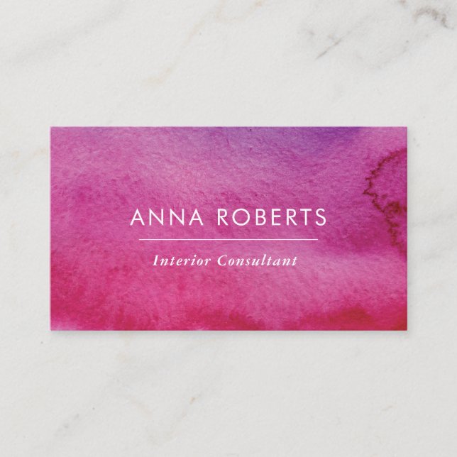 Minimalistische rosa Aquarellkarte Visitenkarte (Vorderseite)