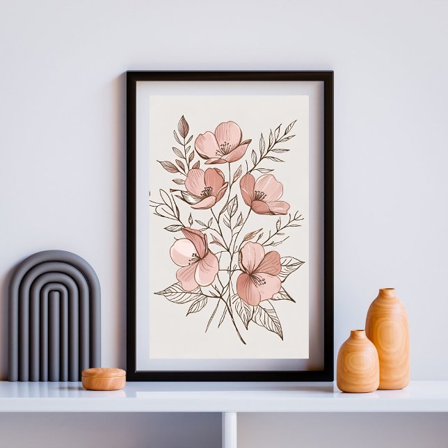 Minimalistische rosa Blossom Botanische Kunst Prin Poster (Von Creator hochgeladen)