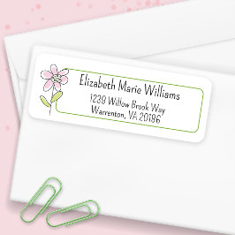 Minimalistische rosa Blume Rücksendeadresse