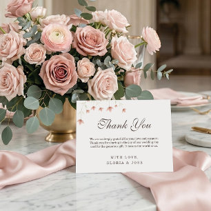 Minimalistische Rosa Blumen Elegante Hochzeit Dankeskarte