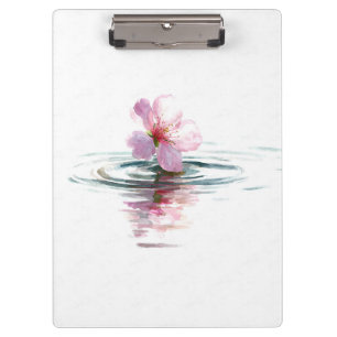 Minimalistische rosa Blüten-Wasserwellen-Clipboard Klemmbrett