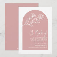 Minimalistische Rosa Blütenleine Babydusche