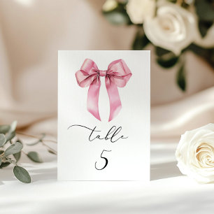 Minimalistische Rosa Bogen Script-Tischnummer Tischnummer