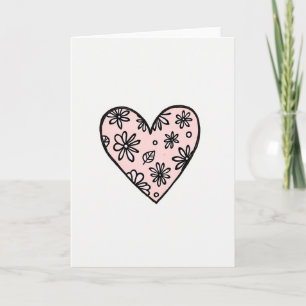 Minimalistische rosa florale Herzkarte Karte