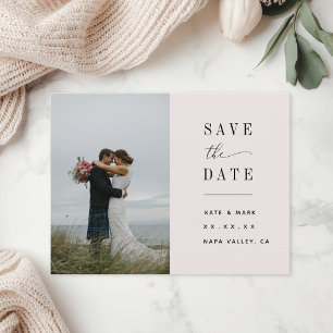 Minimalistische rosa Foto Save-the-Date-Karte Postkarte