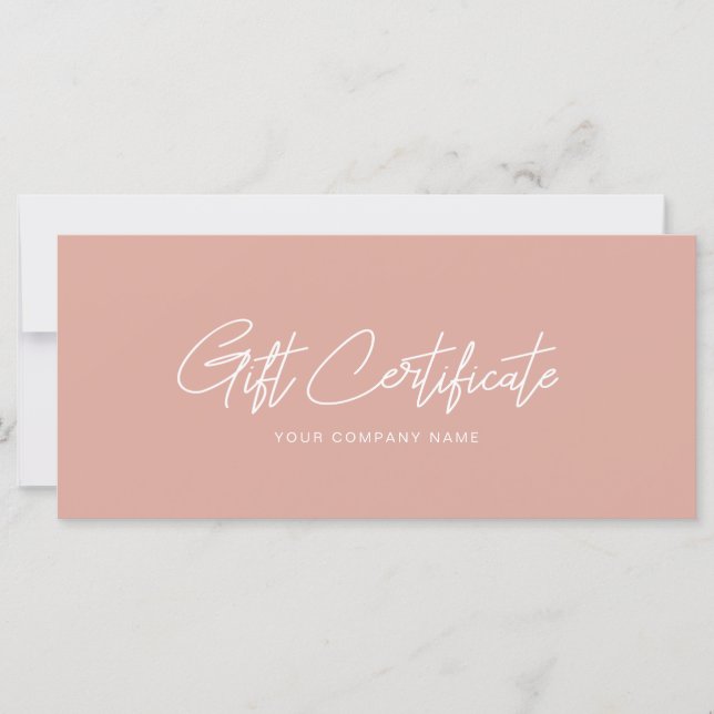 Minimalistische rosa Geschenkgutschein-Visitenkart (Vorderseite)