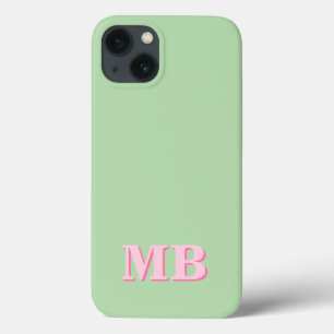 Minimalistische rosa Grüne Anfangsmonogramm Case-Mate iPhone Hülle