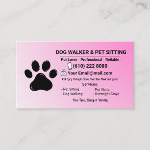 Minimalistische rosa Haustiersitterin Hundeausführ Visitenkarte