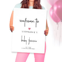 Minimalistische Rosa Herz Baby Girl Dusche Willkom