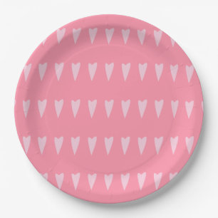 Minimalistische rosa Herzen Valentinstag Custom Pappteller