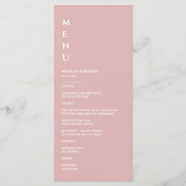 Minimalistische Rosa Hochzeit Menükarte