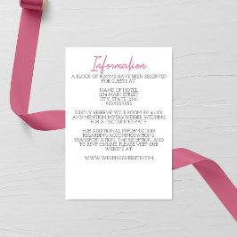 Minimalistische rosa Hochzeitkarte Begleitkarte