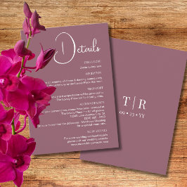 Minimalistische, rosa Hochzeitsdetails Begleitkarte