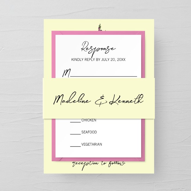 Minimalistische rosa Hochzeitseröffnungsband Einladungsbanderole (Von Creator hochgeladen)