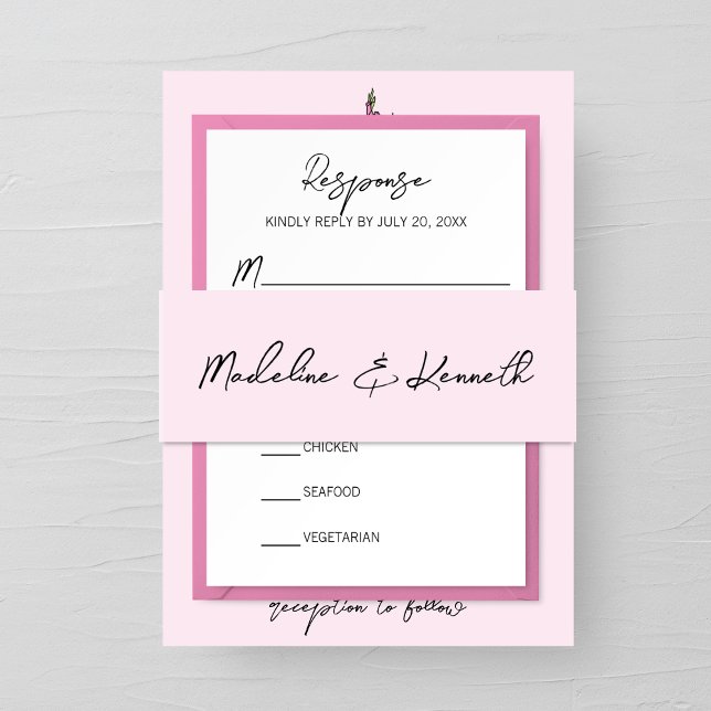 Minimalistische rosa Hochzeitseröffnungsband Einladungsbanderole (Von Creator hochgeladen)