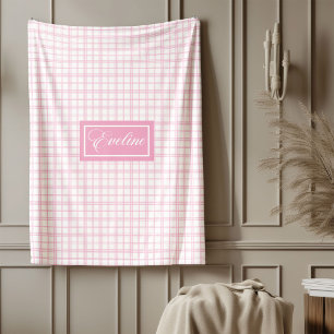 Minimalistische rosa karierte Decke Personalisiert