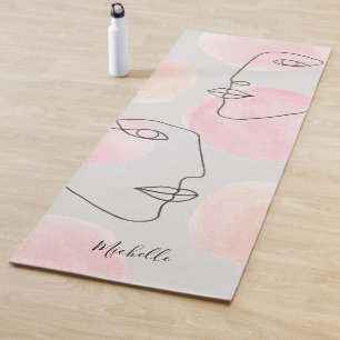 Minimalistische rosa Line-zeichnung Gesichter Benu Yogamatte