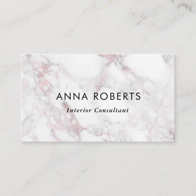 Minimalistische Rosa-Marmorkarte Visitenkarte (Vorderseite)