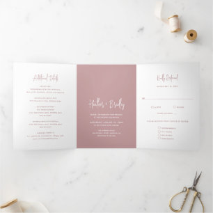 Minimalistische rosa Moderne Hochzeit Dreifach Gefaltete Einladung