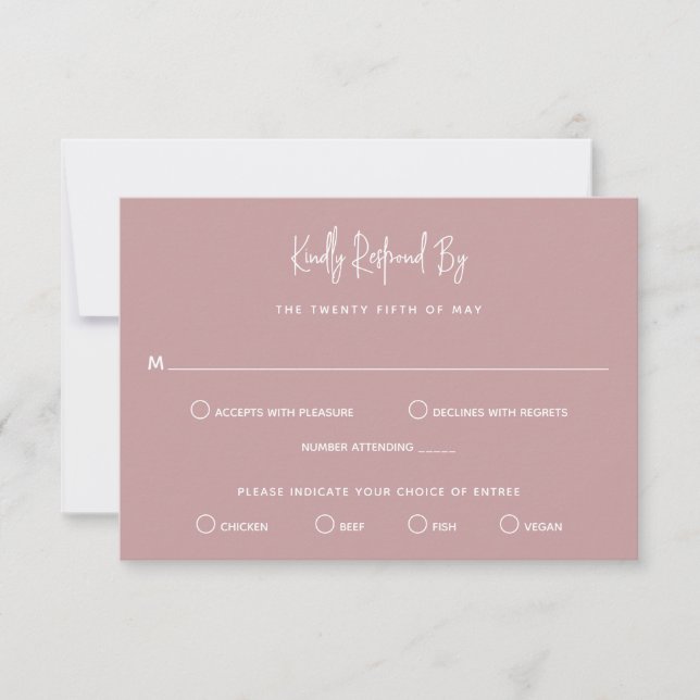 Minimalistische rosa Moderne Hochzeit RSVP Karte (Vorderseite)