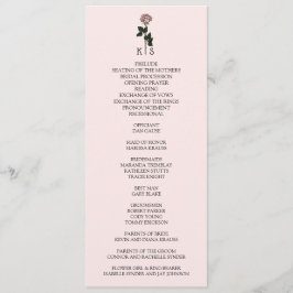 Minimalistische Rosa-Monogramm-Hochzeit Programm