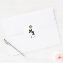 Minimalistische Rosa-Monogramm-Hochzeit Runder Aufkleber
