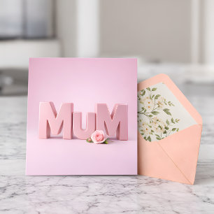 Minimalistische rosa MuM-Muttertags-Karte Elegan Karte