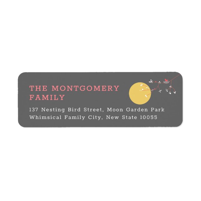 Minimalistische Rosa Nesting Birds & Family Addres (Vorne)