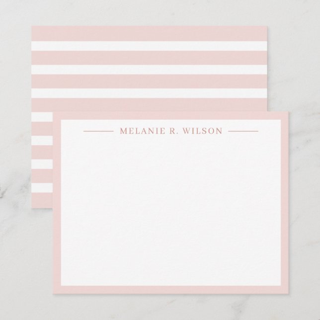 Minimalistische Rosa Personalisierter Name Mitteilungskarte (Vorne/Hinten)