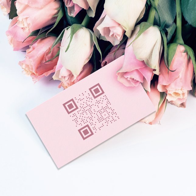 Minimalistische rosa QR Code Business Card Visitenkarte (Von Creator hochgeladen)