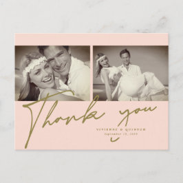Minimalistische Rosa Rahmen 2 Foto Hochzeit Vielen Postkarte