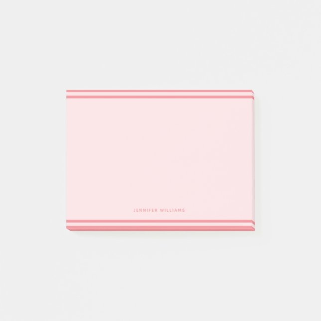 Minimalistische rosa Ränder feminin elegant Post-it Klebezettel (Vorderseite)