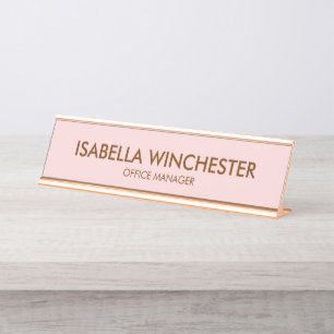 Minimalistische Rosa Rosa Rosa Titel Stilvoll eleg Schreibtischnamensplakette