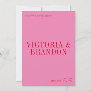 Minimalistische rosa Rot-Chic-Typografie Moderne H Einladung