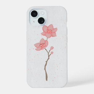 Minimalistische rosa Sakura-Kirschblüten-Blumenkun iPhone 15 Hülle