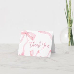 Minimalistische rosa Schleife Baby Shower Dankeskarte