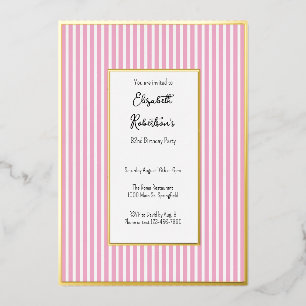 Minimalistische rosa Streifen Gold 82. Geburtstag Folieneinladung