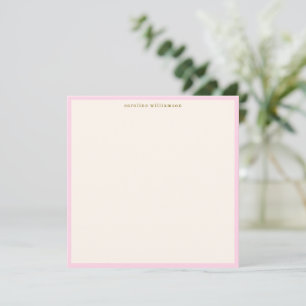 Minimalistische rosa Umrandung Name Schreibwaren S Mitteilungskarte