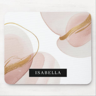 Minimalistische Rosa- und Gold-Wasserfarbe-Mauspad Mousepad