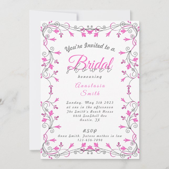 Minimalistische Rosa- und Graudusche Save The Date (Vorderseite)